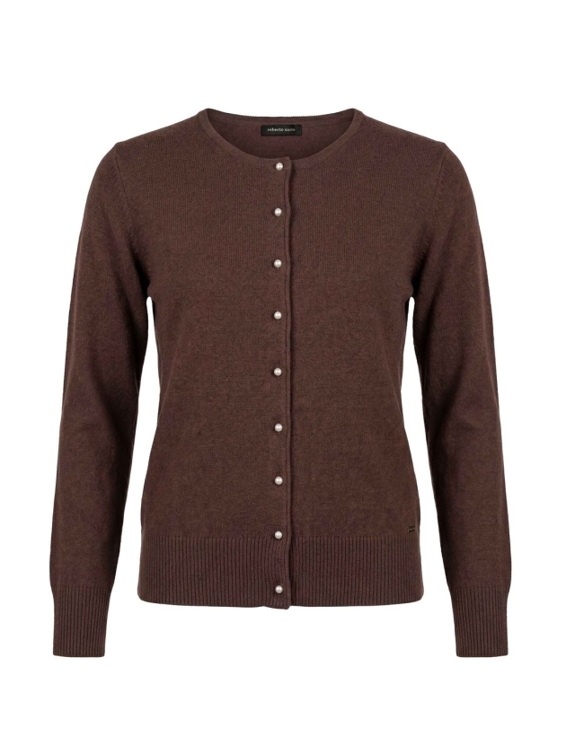 Sarto Fashion Cardigan o-neck wool t455 fudge brown