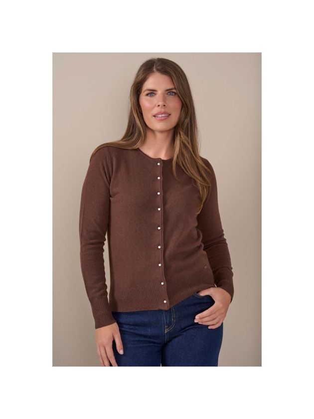 Sarto Fashion Cardigan o-neck wool t455 fudge brown