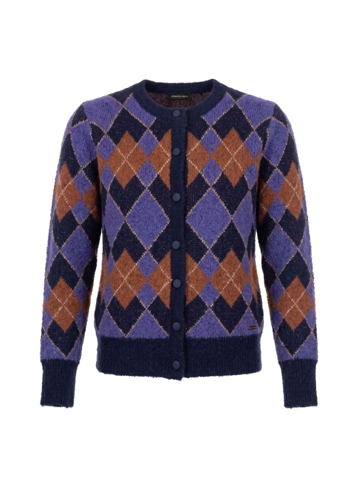Sarto Fashion Cardigan boucle argyle t1500 navy-iris-caramel+ argyle