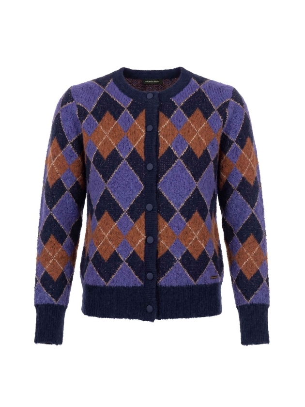 Sarto Fashion Cardigan boucle argyle t1500 navy-iris-caramel+ argyle