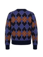 Sarto Fashion Cardigan boucle argyle t1500 navy-iris-caramel+ argyle
