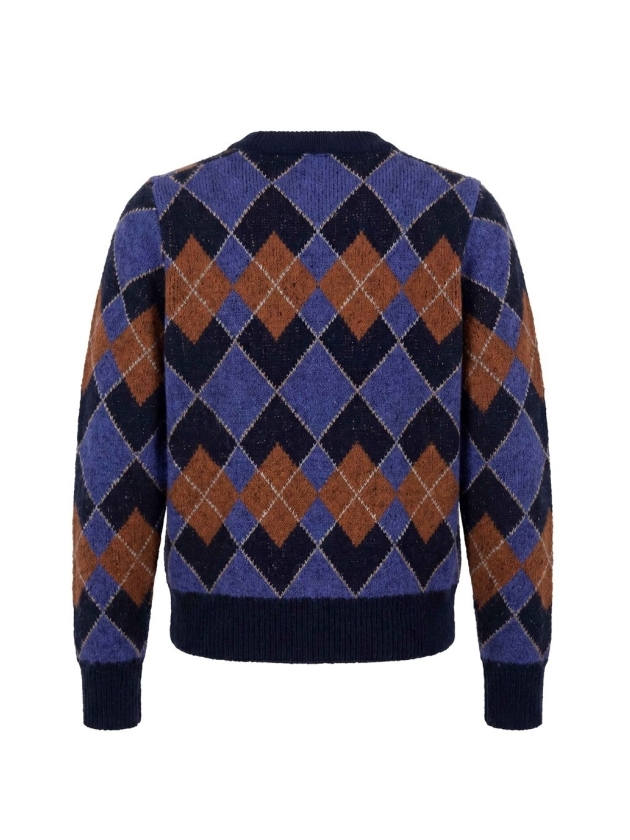 Sarto Fashion Cardigan boucle argyle t1500 navy-iris-caramel+ argyle