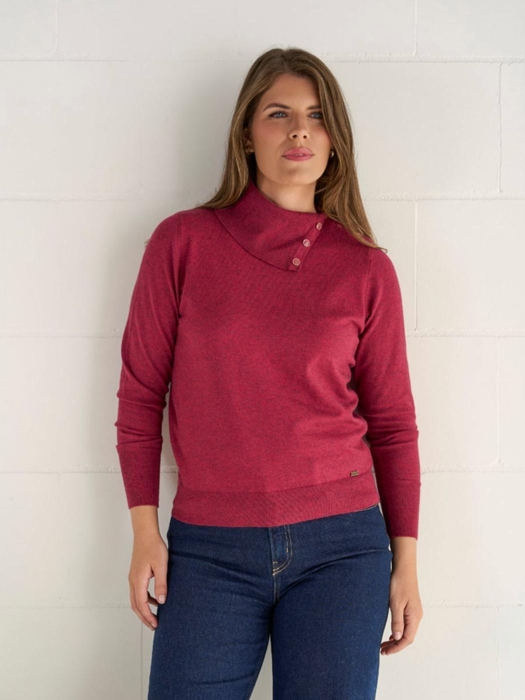Sarto Fashion Pullover split col t270 berry juice
