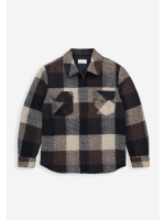 Butcher of Blue Vance Wool Check Overshirt 420 chestnut brown