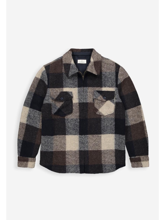 Butcher of Blue Vance Wool Check Overshirt 420 chestnut brown