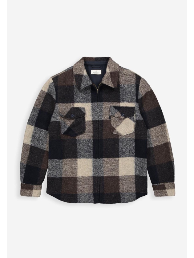 Butcher of Blue Vance Wool Check Overshirt 420 chestnut brown