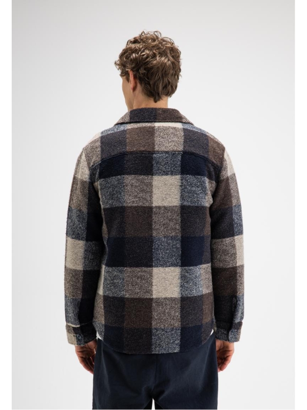 Butcher of Blue Vance Wool Check Overshirt 420 chestnut brown