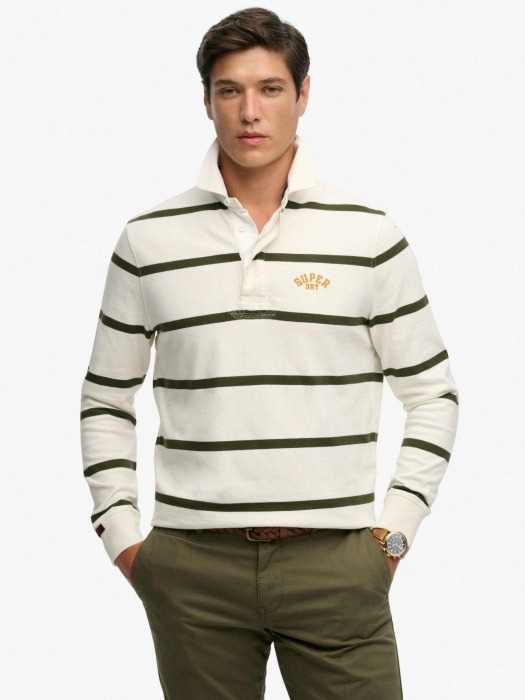 Superdry VINTAGE ATHLETIC STRIPE RUGBY J8L Athletic White Stripe