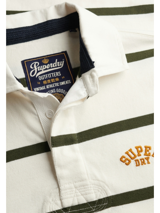 Superdry VINTAGE ATHLETIC STRIPE RUGBY J8L Athletic White Stripe