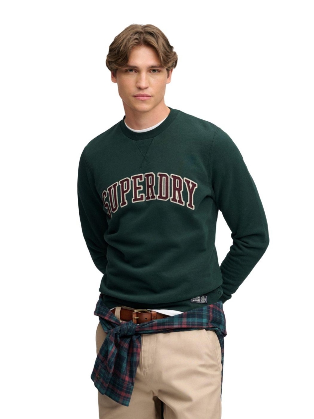 Superdry ATHLETIC APPLIQUE RELAXED CREW 27E Enamel Green