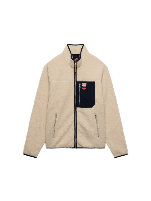 Superdry VINTAGE RETRO FULL ZIP FLEECE M9N Oatmeal/Olive