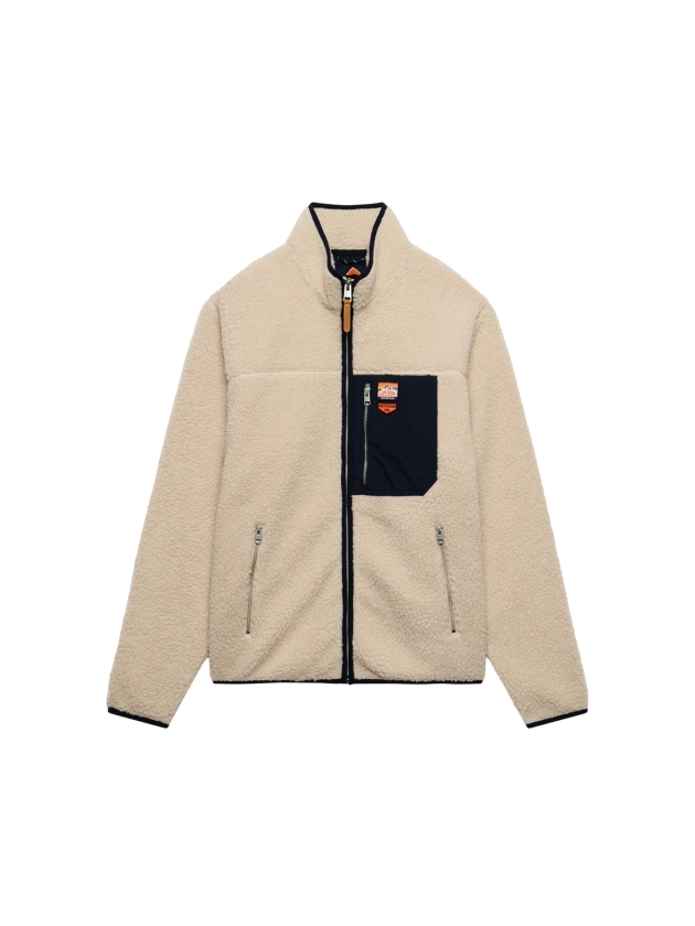 Superdry VINTAGE RETRO FULL ZIP FLEECE M9N Oatmeal/Olive