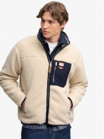 Superdry VINTAGE RETRO FULL ZIP FLEECE M9N Oatmeal/Olive