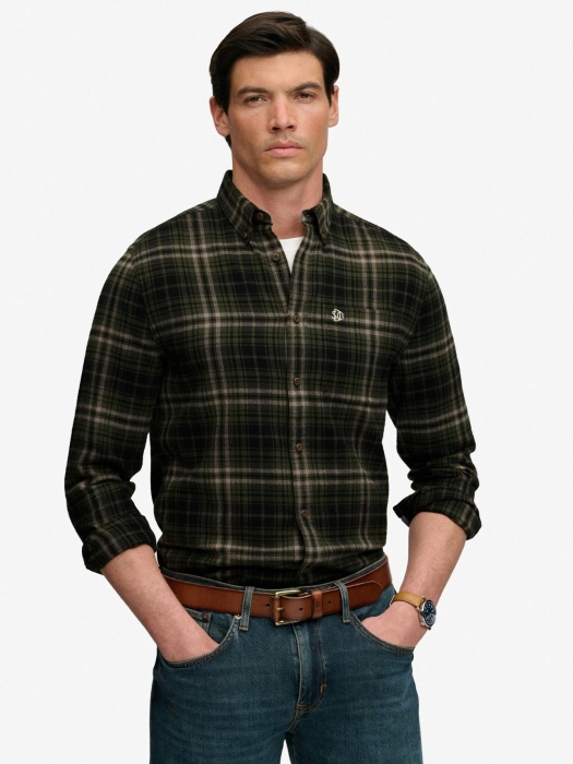 Superdry L/S COTTON LUMBERJACK SHIRT H7J Frontier Check Olive Green