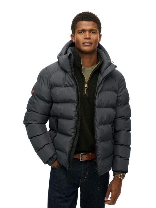 Superdry HOODED SPORTS PUFFER JACKET H1P Ebony/Ebony