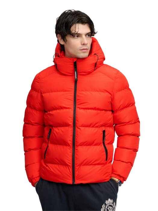 Superdry HOODED SPORTS PUFFER JACKET L5M Lead Red
