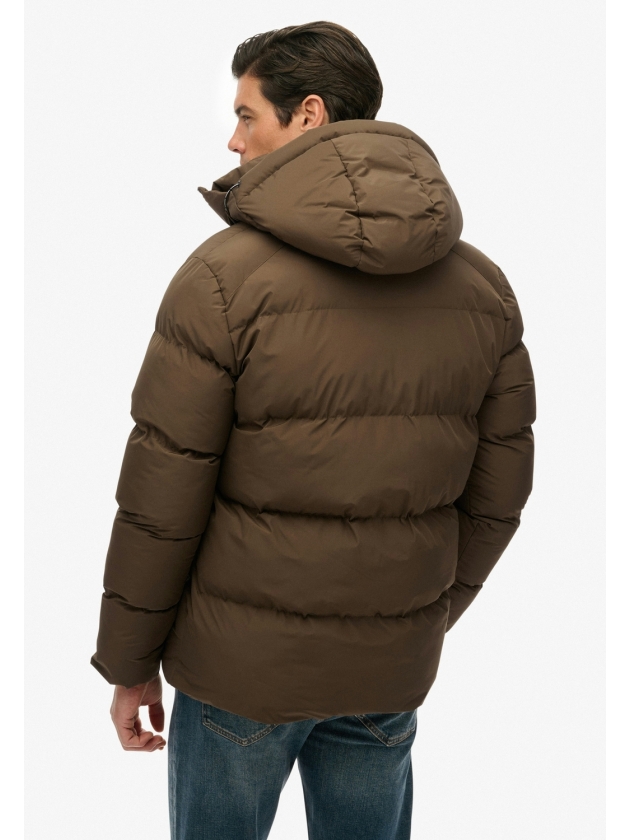 Superdry HOODED 5 BAFFLE SPORTS PUFFER H1D Slate Brown
