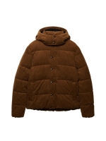 Superdry PREMIUM HOOD CORD PUFFER JKT 1LB Dark Tobacco Brown