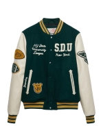 Superdry VINTAGE PATCHED VARSITY JKT L9M Dark Pine Green/Oatmeal
