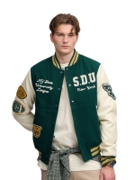 Superdry VINTAGE PATCHED VARSITY JKT L9M Dark Pine Green/Oatmeal
