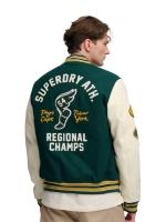 Superdry VINTAGE PATCHED VARSITY JKT L9M Dark Pine Green/Oatmeal