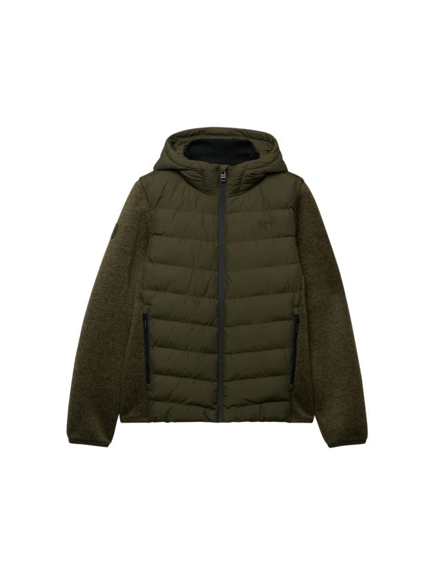 Superdry HOODED STORM KNIT HYBRID JKT B9X Khaki Green Marl