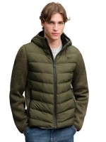 Superdry HOODED STORM KNIT HYBRID JKT B9X Khaki Green Marl
