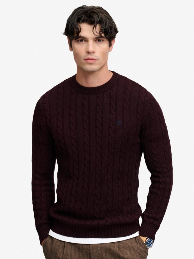 Superdry COTTON CABLE KNIT CREW XPS Winter Port