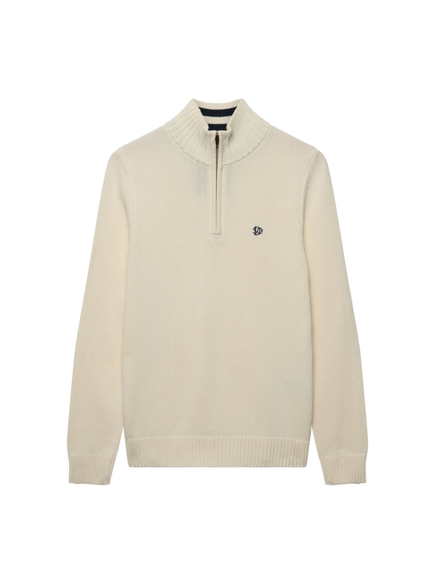 Superdry COTTON HALF ZIP KNIT 22C Cream