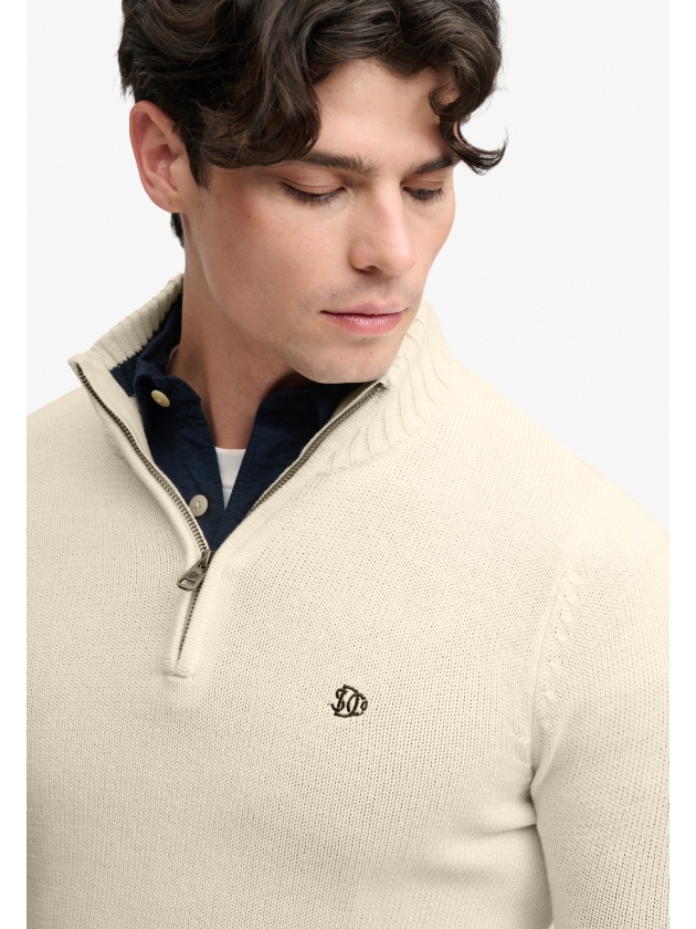 Superdry COTTON HALF ZIP KNIT 22C Cream