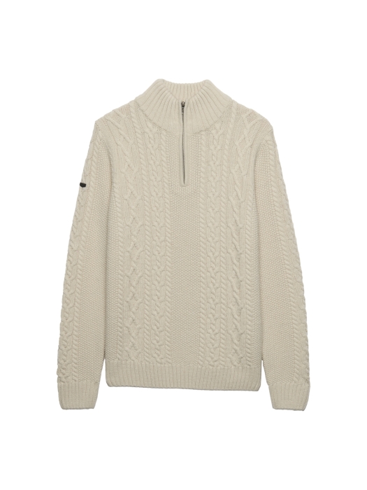Superdry JACOB CABLE HALF ZIP KNIT 39E Ecru