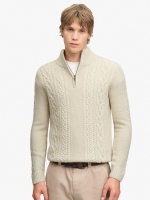 Superdry JACOB CABLE HALF ZIP KNIT 39E Ecru