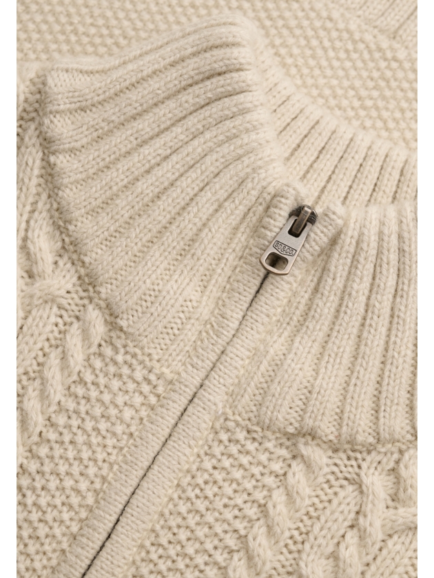 Superdry JACOB CABLE HALF ZIP KNIT 39E Ecru