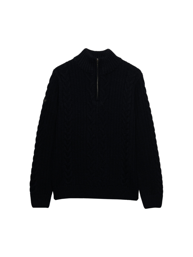 Superdry JACOB CABLE HALF ZIP KNIT 98T Eclipse Navy