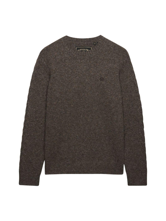 Superdry BRUSHED KNITTED JUMPER M5Z Cocoa Brown Fleck