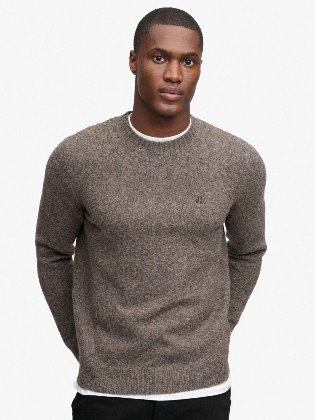 Superdry BRUSHED KNITTED JUMPER M5Z Cocoa Brown Fleck
