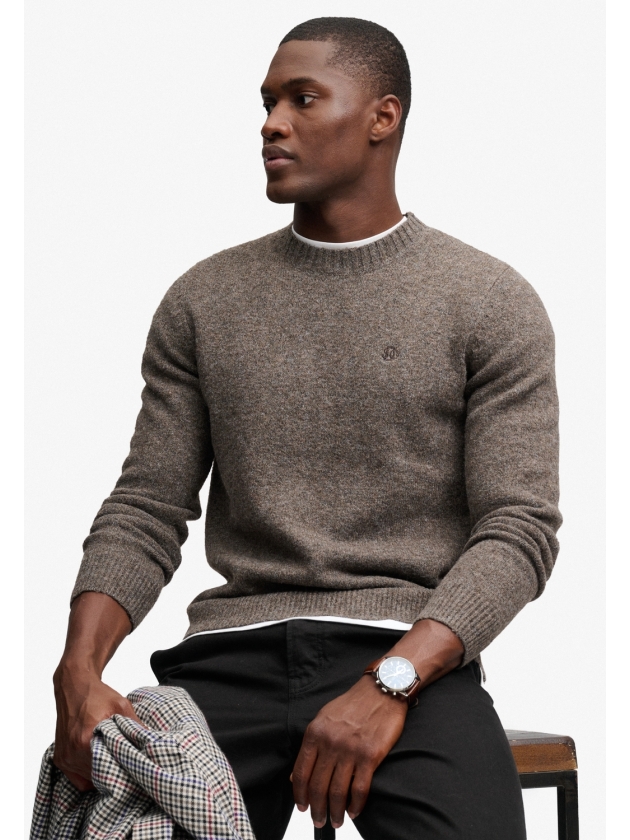 Superdry BRUSHED KNITTED JUMPER M5Z Cocoa Brown Fleck