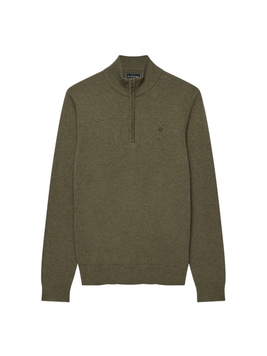 Superdry ESS LW WOOL BLEND 1/2 ZIP M7N Lichen Green Marl