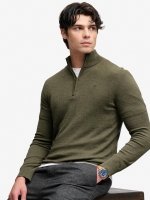 Superdry ESS LW WOOL BLEND 1/2 ZIP M7N Lichen Green Marl