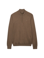 Superdry ESS LW WOOL BLEND 1/2 ZIP M7O Biscuit Brown Marl