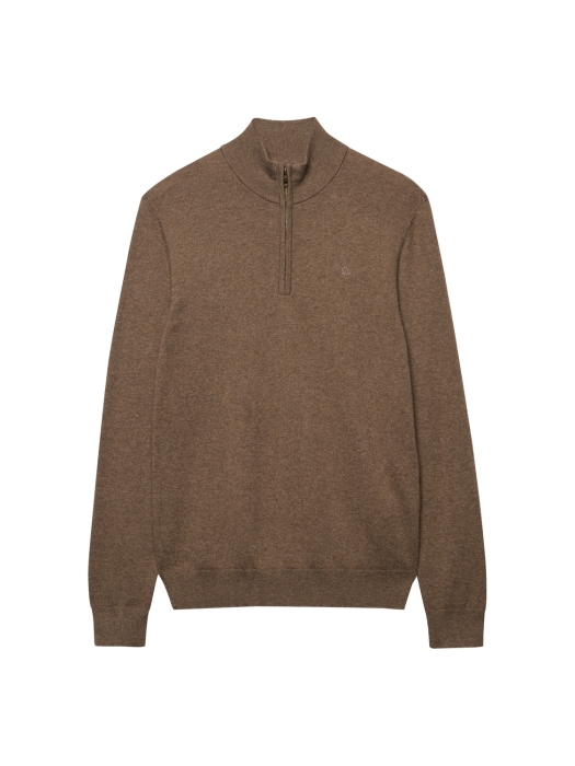 Superdry ESS LW WOOL BLEND 1/2 ZIP M7O Biscuit Brown Marl
