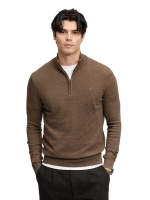 Superdry ESS LW WOOL BLEND 1/2 ZIP M7O Biscuit Brown Marl