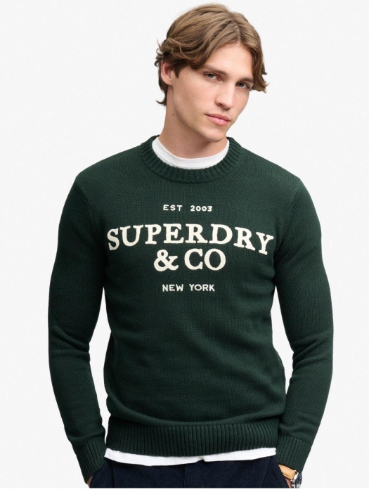 Superdry APPLIQUE GRAPHIC JUMPER 20E Forest Green