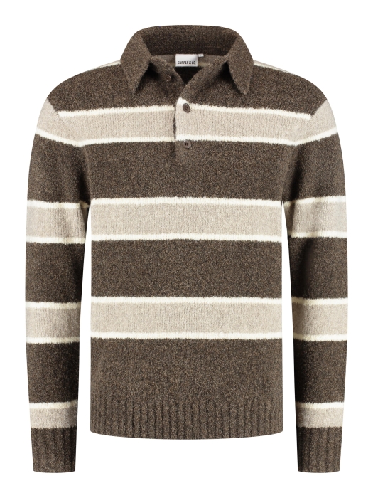 Supply en Co Prescott Knitted Polo Ls 2002 Tabacco