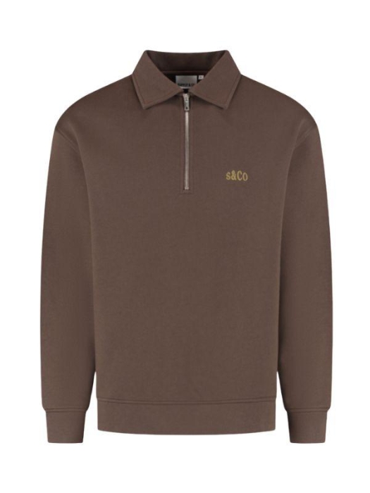 Supply en Co Aarav Halfzip Sweat 2004 Dark brown