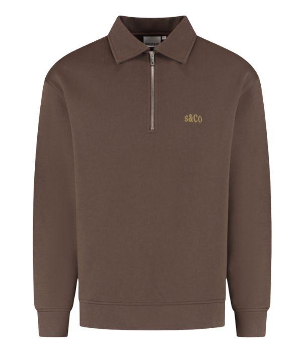 Supply en Co Aarav Halfzip Sweat 2004 Dark brown