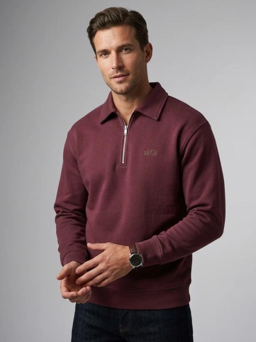 Supply en Co Aarav Halfzip Sweat 6002 Bordeaux