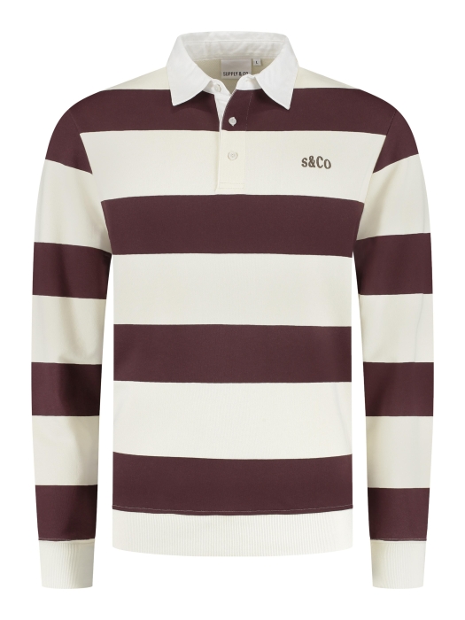 Supply en Co Quin Striped Sweat Polo 6002 Bordeaux