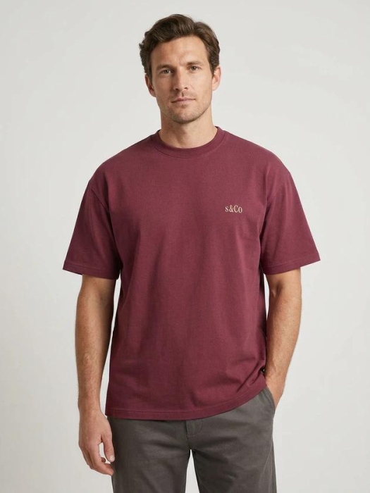 Supply en Co Trevor T-shirt With Backprint 6002 Bordeaux