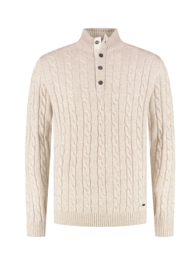 Born with Appetite Clive Half Button Pullover 2501 Pebble